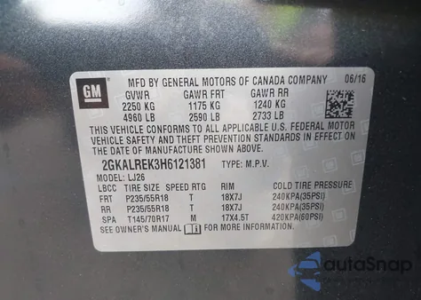 2017 GMC Terrain Denali z USA, uszkodzony, nr VIN 2GKALREK3H6121381